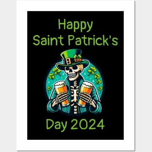 St Patricks Day 2024. Irish Skull Men Posters and Art